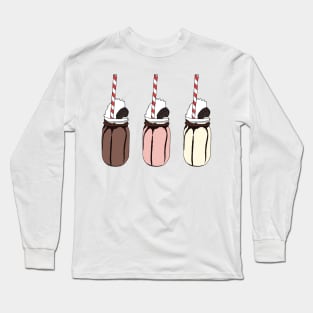 Milkshake Illustration Pack Chocolate, Strawberry Vanilla Shake Long Sleeve T-Shirt